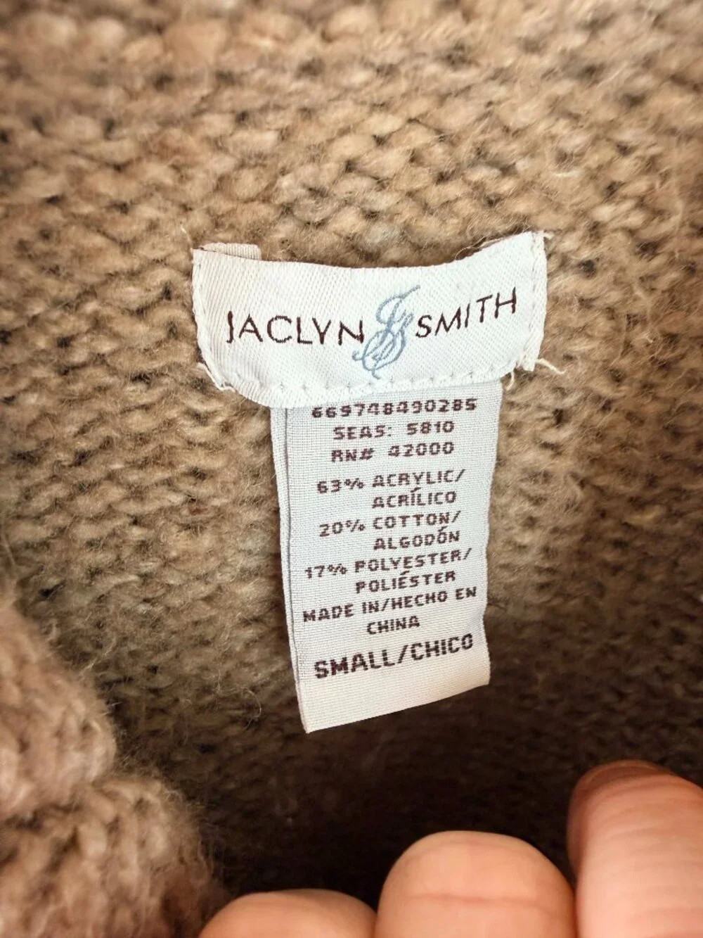 Jaclyn Smith Oatmeal Chunky Knit Swing Cardigan Jacket Sz S Coastal Cottage Styl